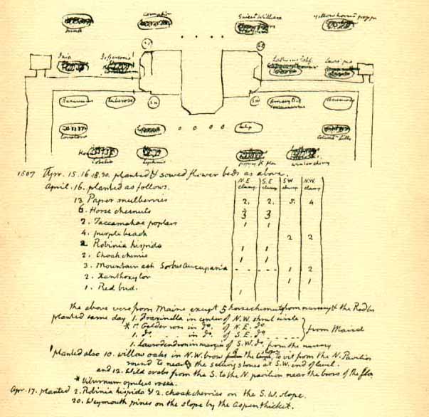 Hand-drawn map and list with notes.