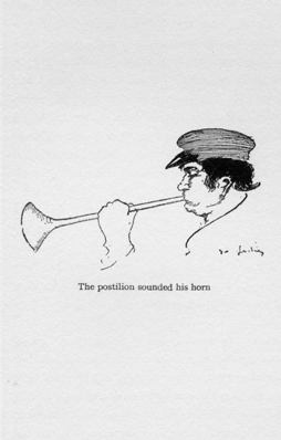 Profile close up of a man blowing a horn.