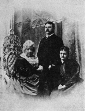 Elizabeth Cady Stanton with a man and a woman.