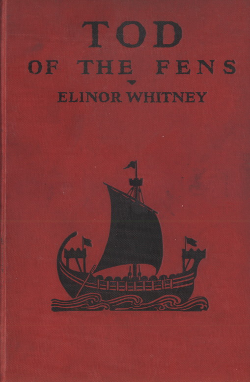 Red book cover with the black silhouette of a ship at sea.