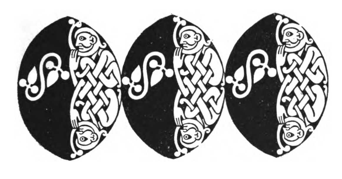 knotwork border of man sitting over his reflection