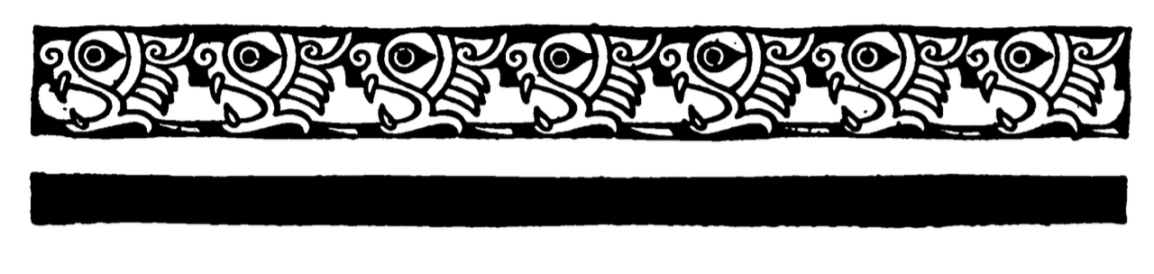 knotwork border of snarling animal heads