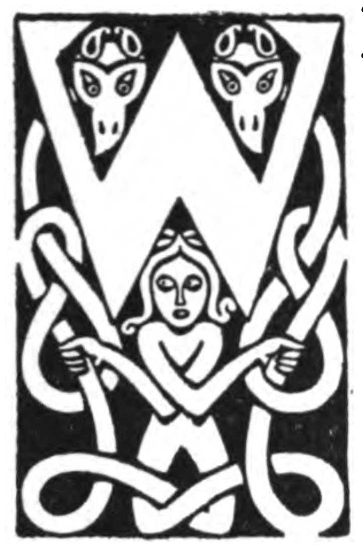 [illuminated capital] W with kneeling woman